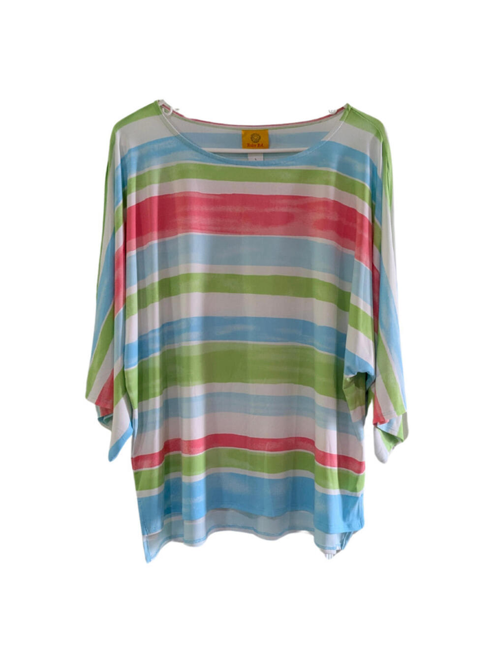 Ruby Rd. Women's Colorful Striped Kimono Sleeve Blouse, Size Large